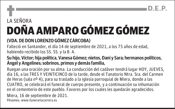 DOÑA AMPARO GÓMEZ GÓMEZ