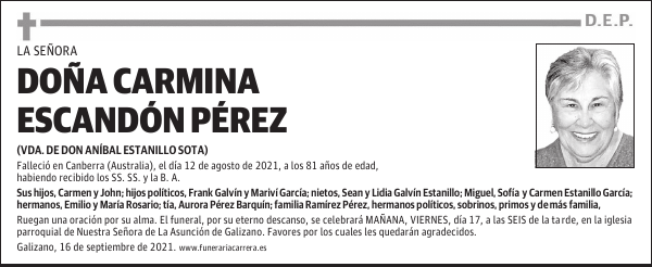 DOÑA CARMINA ESCANDÓN PÉREZ