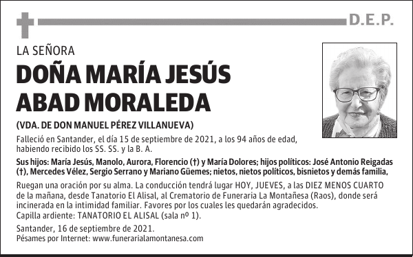DOÑA MARÍA JESÚS ABAD MORALEDA