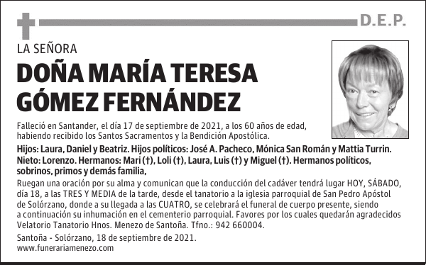DOÑA MARÍA TERESA GÓMEZ FERNÁNDEZ