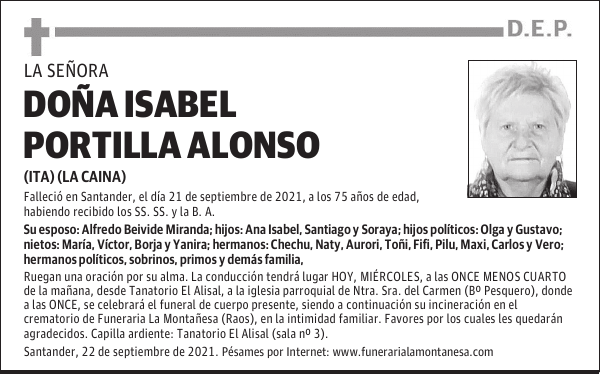 DOÑA ISABEL PORTILLA ALONSO