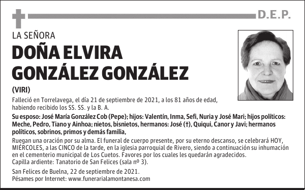DOÑA ELVIRA GONZÁLEZ GONZÁLEZ