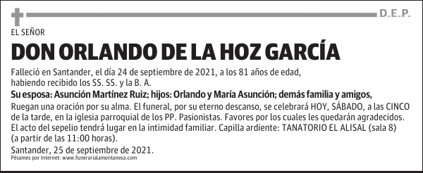 DON ORLANDO DE LA HOZ GARCÍA
