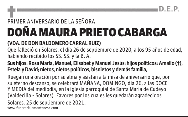 DOÑA MAURA PRIETO CABARGA