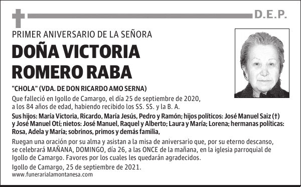 DOÑA VICTORIA ROMERO RABA