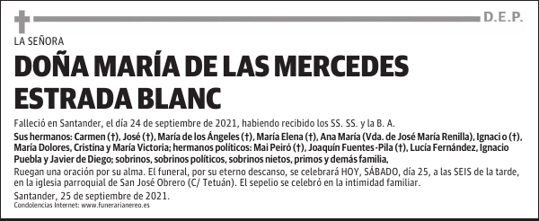 DOÑA MARÍA DE LAS MERCEDES ESTRADA BLANC