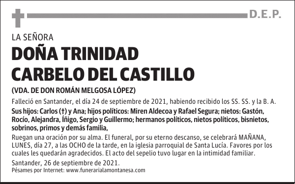 DOÑA TRINIDAD CARBELO DEL CASTILLO