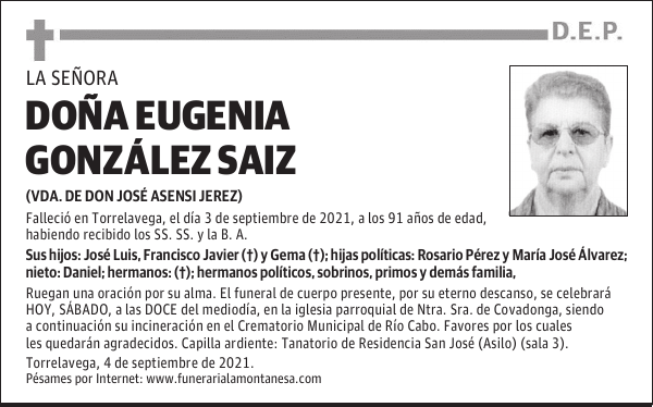 DOÑA EUGENIA GONZÁLEZ SAIZ