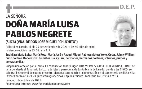 DOÑA MARÍA LUISA PABLOS NEGRETE
