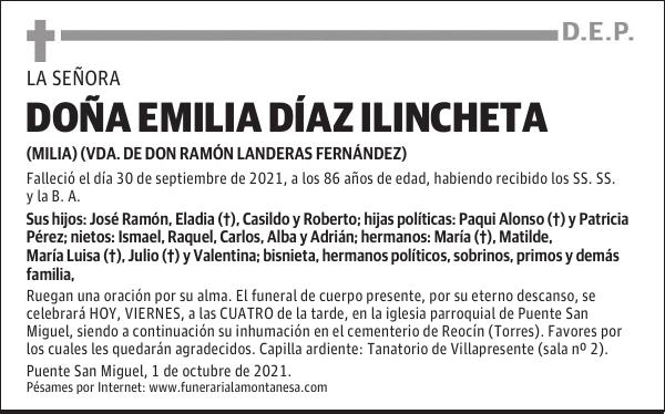 DOÑA EMILIA DÍAZ ILINCHETA