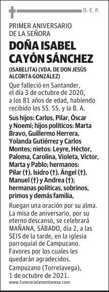 DOÑA ISABEL CAYÓN SÁNCHEZ