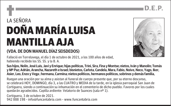 DOÑA MARÍA LUISA MANTILLA AJA