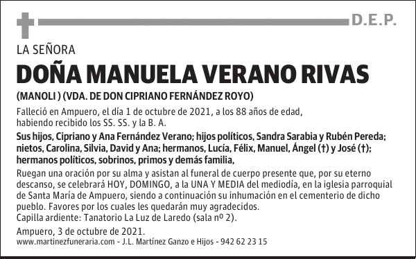 DOÑA MANUELA VERANO RIVAS