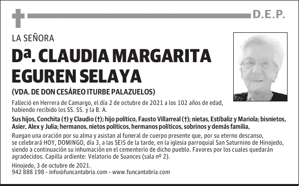 DOÑA CLAUDIA MARGARITA EGUREN SELAYA