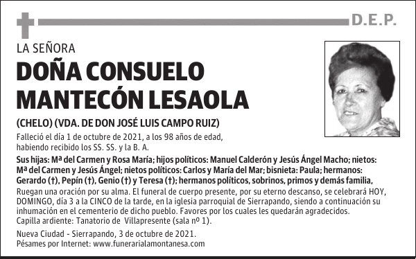 DOÑA CONSUELO MANTECÓN LESAOLA