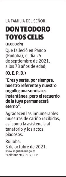DON TEODORO TOYOS CELIS