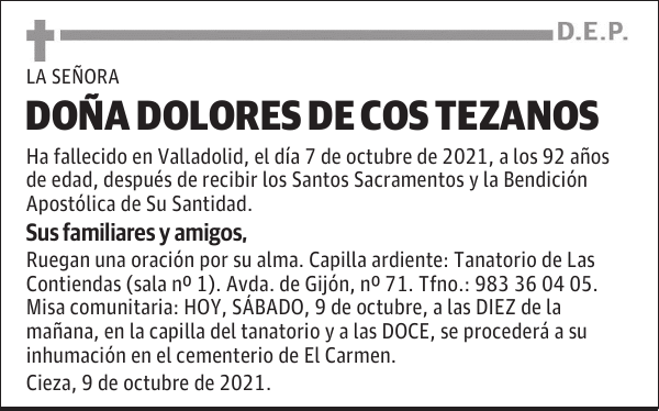 DOÑA DOLORES DE COS TEZANOS