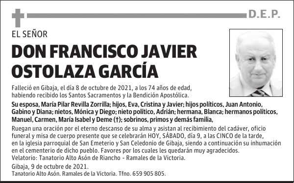 DON FRANCISCO JAVIER OSTOLAZA GARCÍA