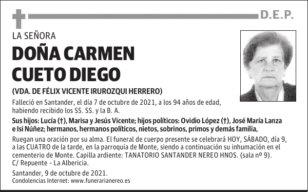 DOÑA CARMEN CUETO DIEGO