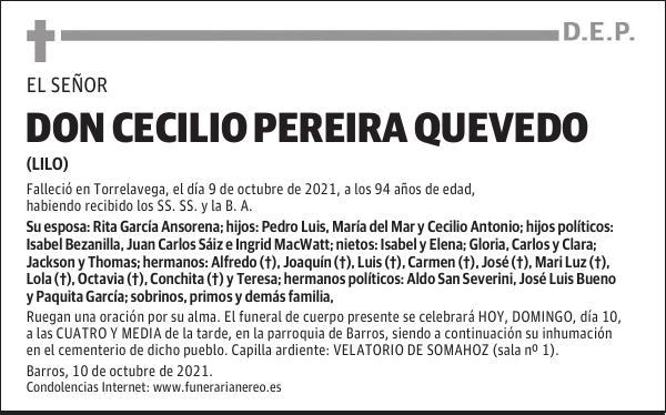DON CECILIO PEREIRA QUEVEDO