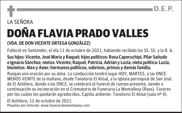 DOÑA FLAVIA PRADO VALLES