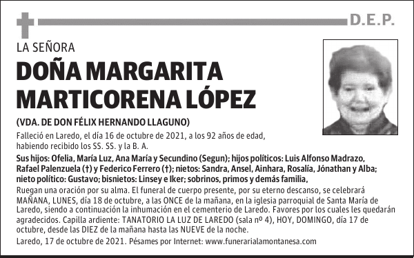 DOÑA MARGARITA MARTICORENA LÓPEZ