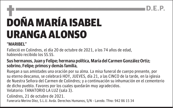 DOÑA MARÍA ISABEL URANGA ALONSO