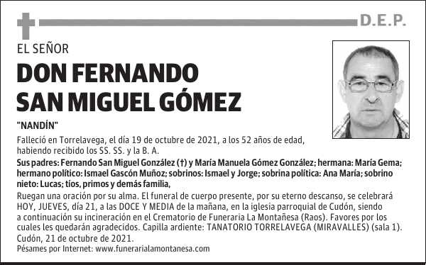 DON FERNANDO SAN MIGUEL GÓMEZ