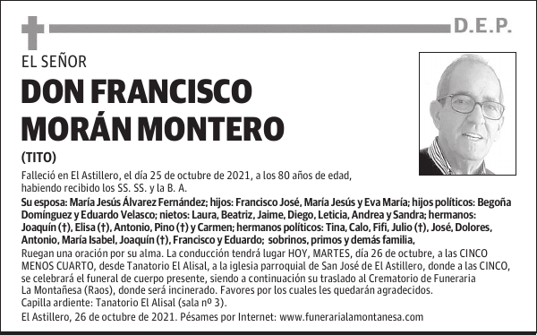 DON FRANCISCO MORÁN MONTERO