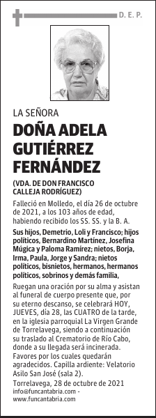 DOÑA ADELA GUTIÉRREZ FERNÁNDEZ