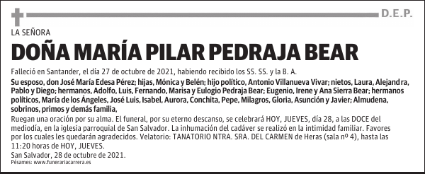 DOÑA MARÍA PILAR PEDRAJA BEAR