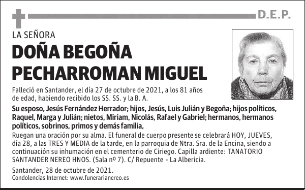 DOÑA BEGOÑA PECHARROMAN MIGUEL