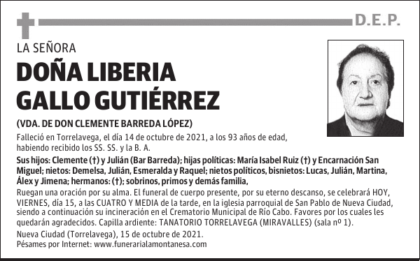 DOÑA LIBERIA GALLO GUTIÉRREZ