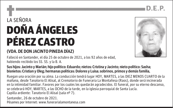 DOÑA ÁNGELES PÉREZ CASTRO