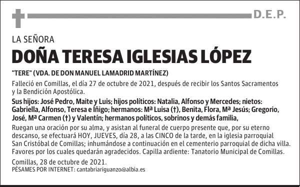DOÑA TERESA IGLESIAS LÓPEZ