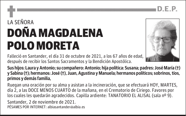 DOÑA MAGDALENA POLO MORETA