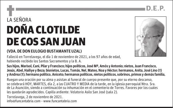 DOÑA CLOTILDE DE COS SAN JUAN