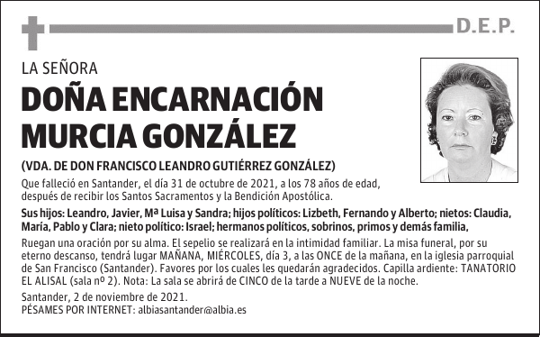 DOÑA ENCARNACIÓN MURCIA GONZÁLEZ