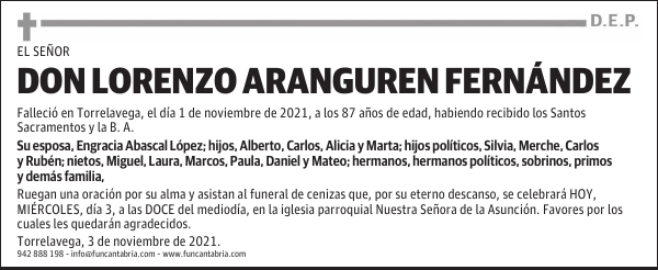 DON LORENZO ARANGUREN FERNÁNDEZ