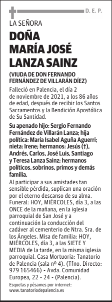DOÑA MARÍA JOSÉ LANZA SAINZ