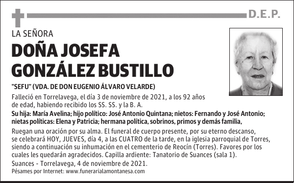 DOÑA JOSEFA GONZÁLEZ BUSTILLO