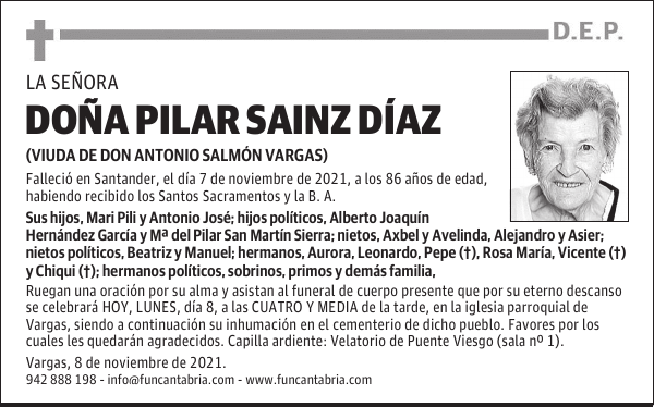DOÑA PILAR SAINZ DÍAZ