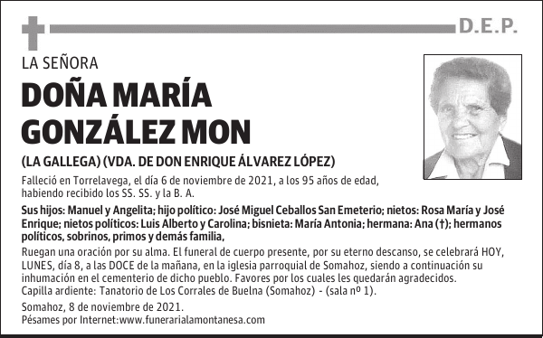 DOÑA MARÍA GONZÁLEZ MON