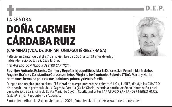 DOÑA CARMEN CÁRDABA RUIZ