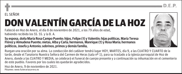 DON VALENTÍN GARCÍA DE LA HOZ