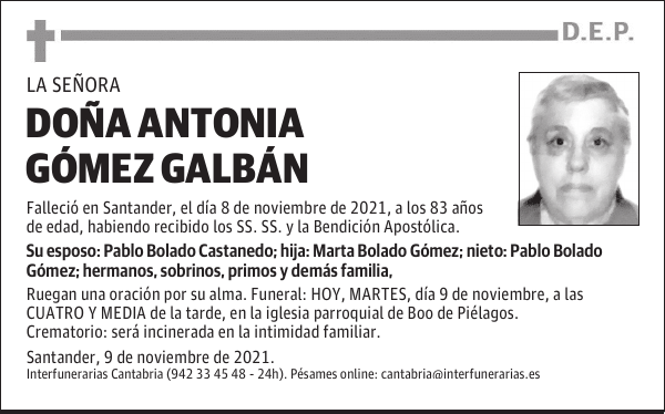 DOÑA ANTONIA GÓMEZ GALBÁN