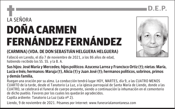 DOÑA CARMEN FERNÁNDEZ FERNÁNDEZ