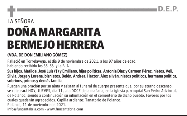 DOÑA MARGARITA BERMEJO HERRERA