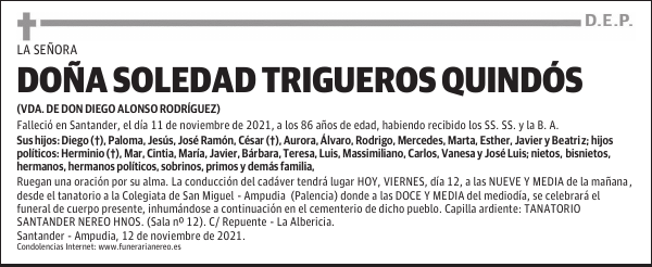 DOÑA SOLEDAD TRIGUEROS QUINDÓS