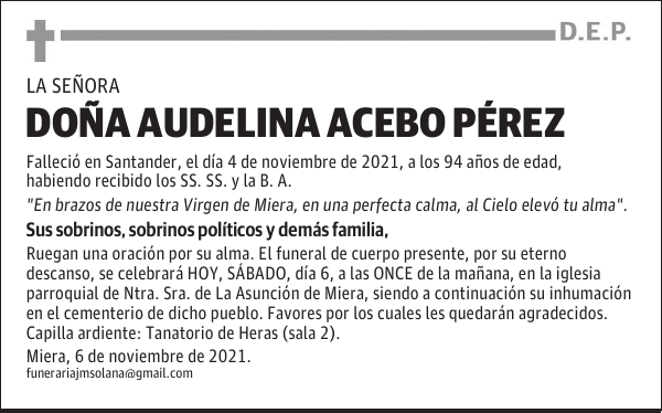 DOÑA AUDELINA ACEBO PÉREZ